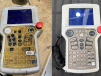 Antes y después de la reparación de consola de un robot yaskawa.